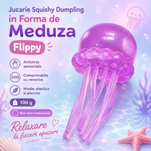 Jucărie antistres squishy flippy meduză cu tentacule flexibile, violet, 100 g Thumbnail 2