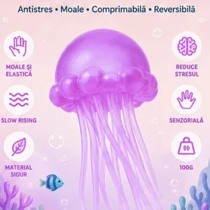 Jucărie antistres squishy flippy meduză cu tentacule flexibile, violet, 100 g Thumbnail 5