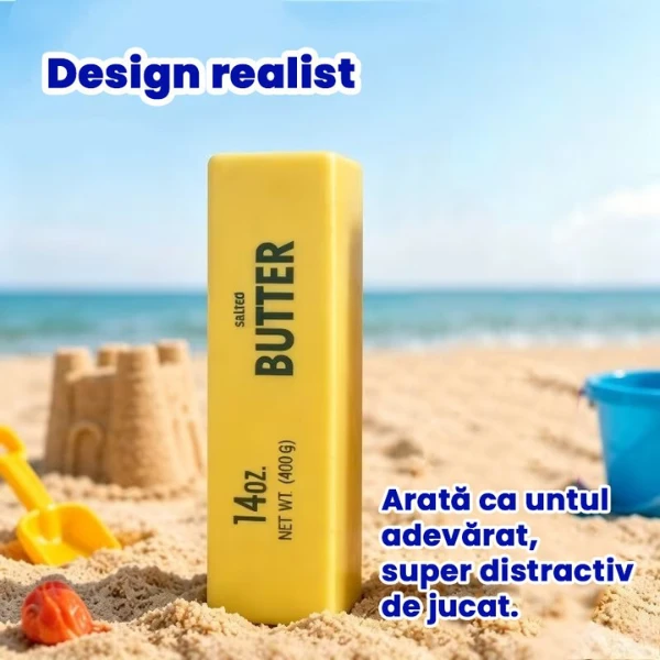 Jucărie antistres squishy flippy butter block, bloc de unt, 400 g, 24 × 5 cm, galbenă 2