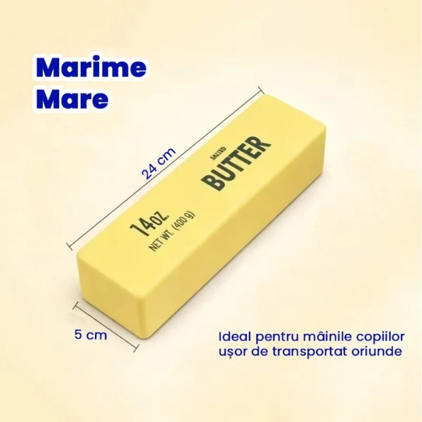 Jucărie antistres squishy flippy butter block, bloc de unt, 400 g, 24 × 5 cm, galbenă 3