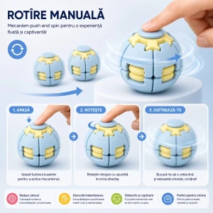 Jucărie antistres flippy push and spin, minge 3d rotativă, albastru deschis, 6,3 cm Thumbnail 5