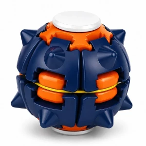 Jucărie antistres flippy push and spin, minge 3d rotativă, albastru marin și portocaliu, 6,3 cm