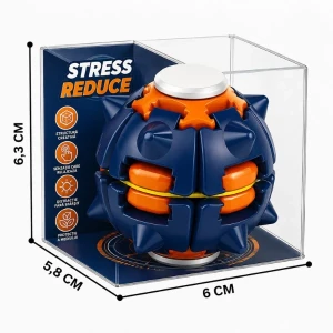 Jucărie antistres flippy push and spin, minge 3d rotativă, albastru marin și portocaliu, 6,3 cm Thumbnail 6