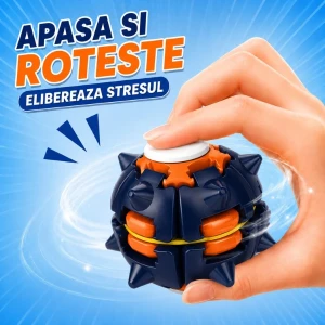 Jucărie antistres flippy push and spin, minge 3d rotativă, albastru marin și portocaliu, 6,3 cm Thumbnail 2