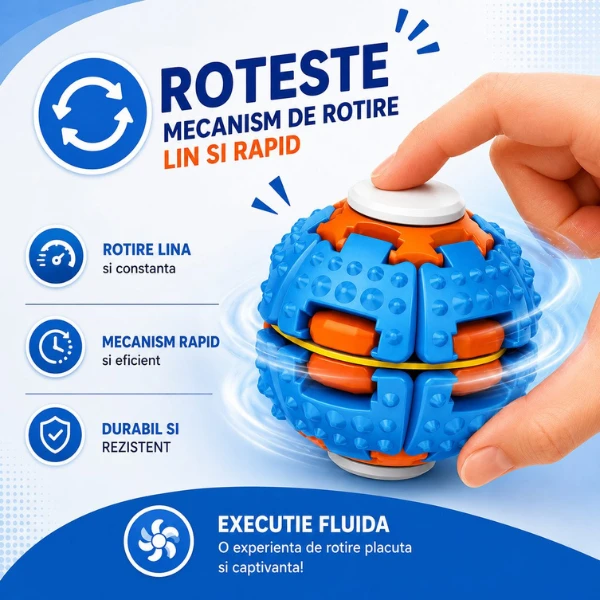Jucărie antistres flippy push and spin, minge 3d rotativă, albastră, 6,3 cm 5