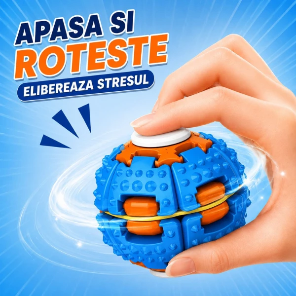 Jucărie antistres flippy push and spin, minge 3d rotativă, albastră, 6,3 cm 2