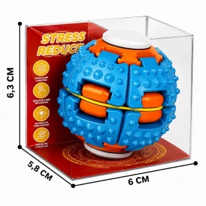 Jucărie antistres flippy push and spin, minge 3d rotativă, albastră, 6,3 cm Thumbnail 7