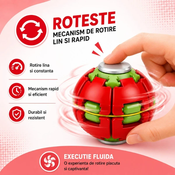 Jucărie antistres flippy push and spin, minge 3d rotativă, roșie, 6,3 cm 5