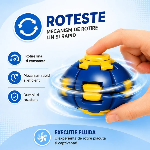 Jucărie antistres flippy push and spin, minge 3d rotativă, albastră, 6,3 cm 5
