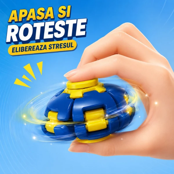 Jucărie antistres flippy push and spin, minge 3d rotativă, albastră, 6,3 cm 2