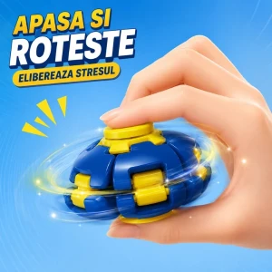 Jucărie antistres flippy push and spin, minge 3d rotativă, albastră, 6,3 cm Thumbnail 2