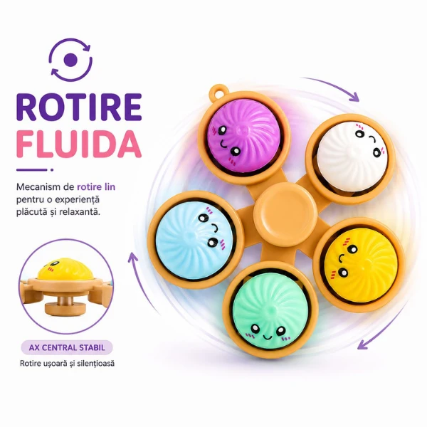 Jucărie senzorială antistres "fidget spinner baozi :kawaii", cu bile 3