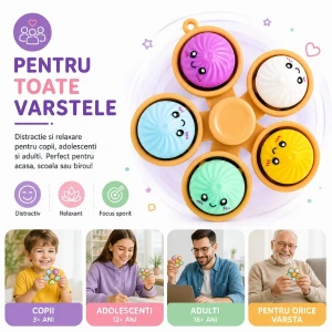 Jucărie senzorială antistres "fidget spinner baozi :kawaii", cu bile Thumbnail 5