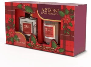 Odorizant. set areon home perfume sticks 150ml + lumânare (apple & cinnamon) / preparat pentru parfum. încăperi