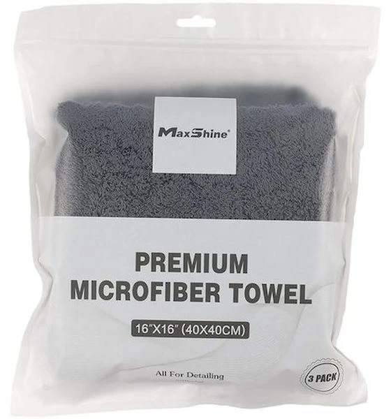 Maxshine 10104040g microfiber wax removal towel - 16"x16" / 40x40cm (grey 600gsm)(3 buc..) / prosop din microfibră pentru finisarea polishului 2