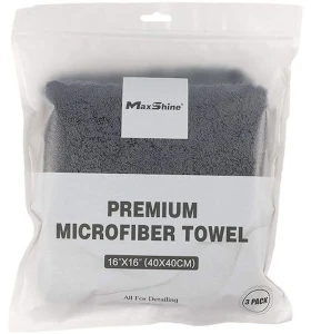 Maxshine 10104040g microfiber wax removal towel - 16"x16" / 40x40cm (grey 600gsm)(3 buc..) / prosop din microfibră pentru finisarea polishului Thumbnail 2