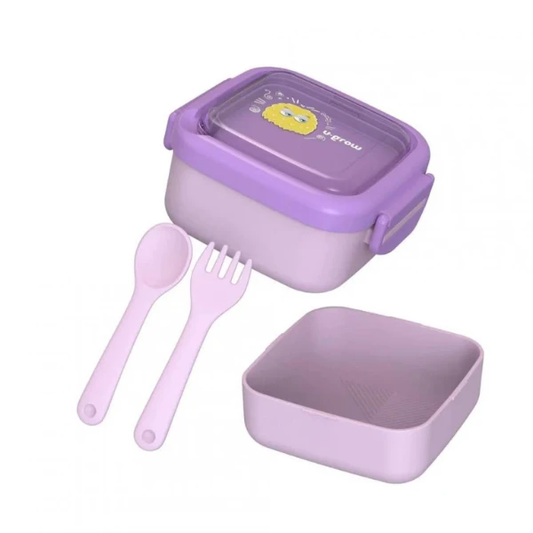 Caserolă 2 în 1 cu linguriță și furculiță, mov, u-grow 3