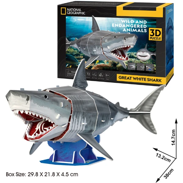 3d puzzle "marele rechin alb", 78 elemente 3