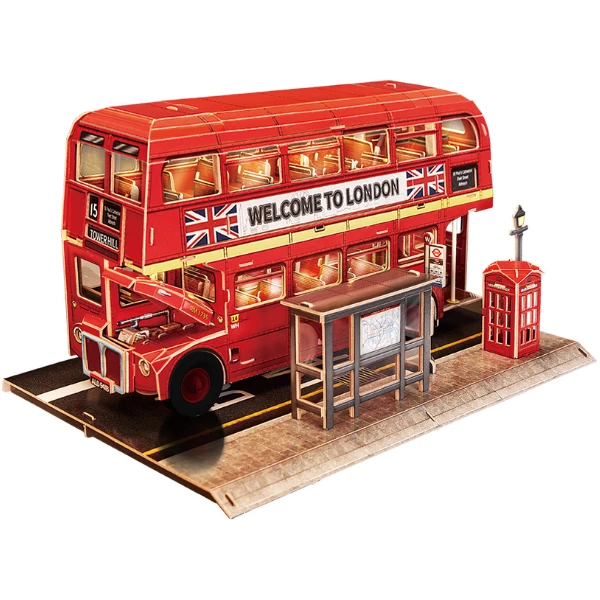 3d puzzle “autobuz londonez cu 2 etaje”, cu iluminare led, 161 elemente 2