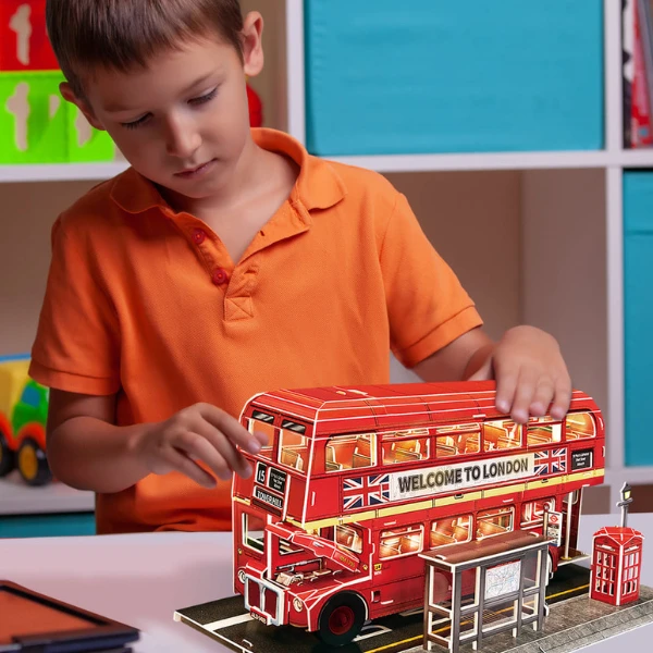 3d puzzle “autobuz londonez cu 2 etaje”, cu iluminare led, 161 elemente 4