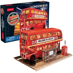 3d puzzle “autobuz londonez cu 2 etaje”, cu iluminare led, 161 elemente