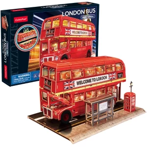 3D puzzle “Autobuz londonez cu 2 etaje”, cu iluminare LED, 161 elemente