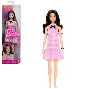 Кукла Barbie "Модница в розовое платье в клетку с милыми рюшами и бантиком на воротнике"