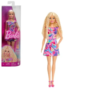 Кукла barbie "модница в яркое платье с привлекающим внимание принтом"