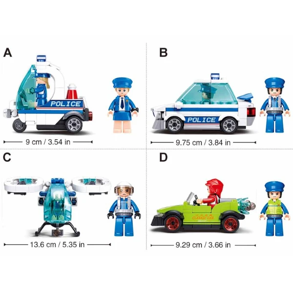 Set de construcție ”poliția de patrulare", 4 modele, de la 97 pînă la 135 elem. 3