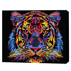 Pictură pe numere 40*50 сm (pânză neagră/fără cutie) – tigru multicolor