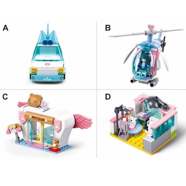Set de construcție ”clinica veterinară", 4 modele, de la 78 pînă la 117 elem. 7