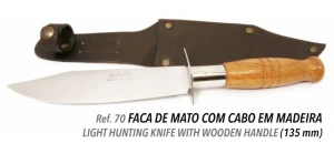 Нож 70 mam light hunting knife with wood handle and leather case