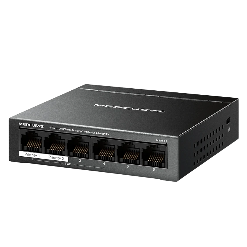 Сетевой коммутатор mercusys ms106lp, 4x ieee 802.3af/at 3