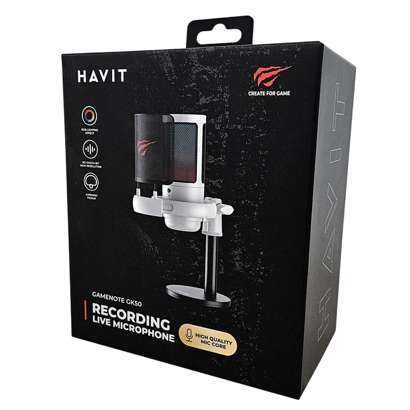Игровой микрофон havit gk50, проводной, белый 3