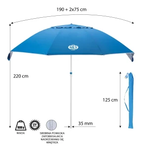 Пляжный зонт nc7822 abisal beach umbrella xl 220 cm nils camp