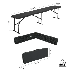 Складная садовая скамейка nc3404 abisal dark grey folding garden bench 180 cm nils camp