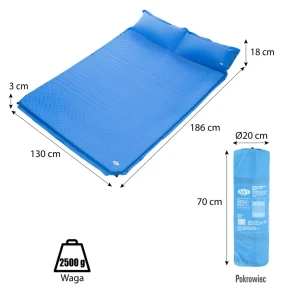 Saltea auto‑umflabilă dublă nc4060 abisal blue – brand abisal, cu pernă, dimensiuni ~200×120 cm, grosime 5 cm, poliester cu strat pvc, greutate ~2,3 kg