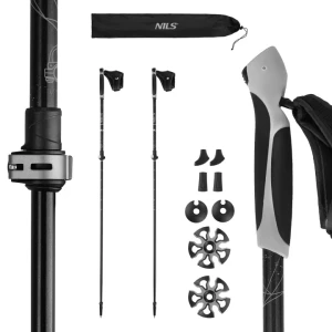 Bețe nordic walking nw8612 abisal, aluminiu, lungime reglabilă 100–135 cm, antivibrație, cu curea și shock abso