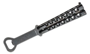 Открывалка boker magnum balisong black bo‑09sc011, butterfly‑открывалка без лезвия, ручки из анодированного алюминия черного цвета, черное stonewash покрытие, длина ~210 мм, вес ~130 г