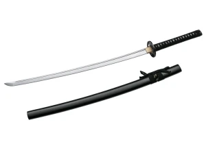 Клинок‑катана boker magnum akito bo‑05zs9126, рабочий меч (functional sword) из закалённой углеродистой стали 1045 с настоящим хамоном, общая длина ~102 см, длина клинка ~72,5 см, толщина ~7,5 мм, полированная деревянная рукоять и лакированные ножны (scab Thumbnail 2