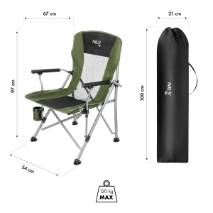 Scaun turistic nc3701, verde, nils camp - un accesoriu practic pentru camping