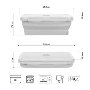 Складной контейнер/ланч-бокс nc4105 folding container/lunch box grey 1200ml nils camp