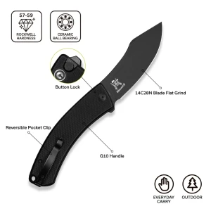 Cuțit pliabil, civivi, outlaw muk c24079-1, lamă 14c28n 3.47 inch, mâner g10 negru, blocare cu buton Thumbnail 15