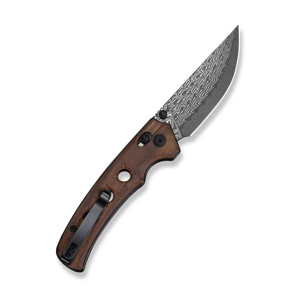 Cuțit pliabil, civivi, noctis c24020c-ds1, lamă damascus 2.98 inch, mâner lemn guibourtia, sistem crossbar lock 14