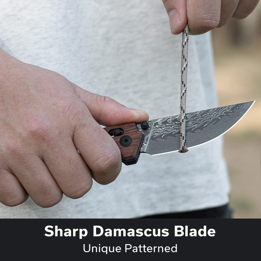 Cuțit pliabil, civivi, noctis c24020c-ds1, lamă damascus 2.98 inch, mâner lemn guibourtia, sistem crossbar lock 8