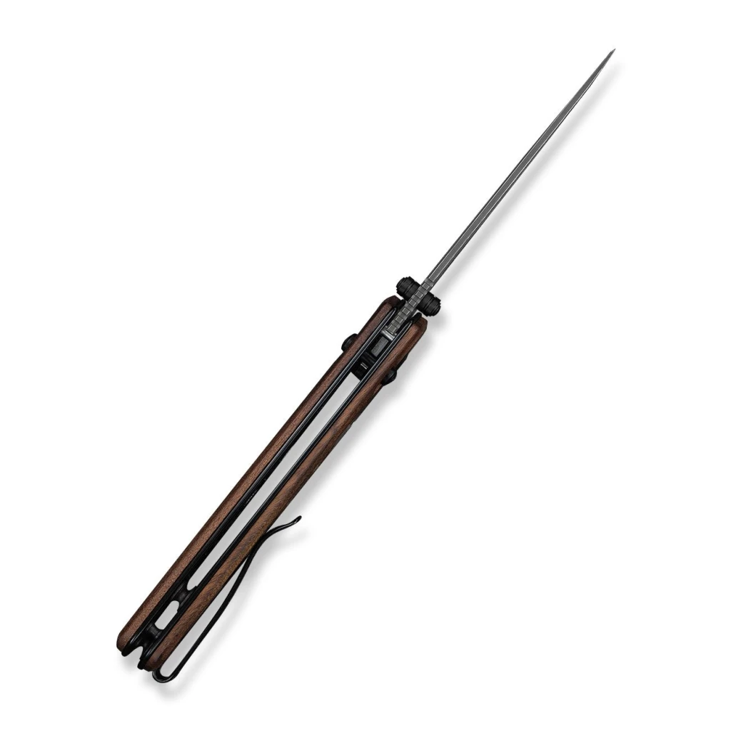 Cuțit pliabil, civivi, noctis c24020c-ds1, lamă damascus 2.98 inch, mâner lemn guibourtia, sistem crossbar lock 7