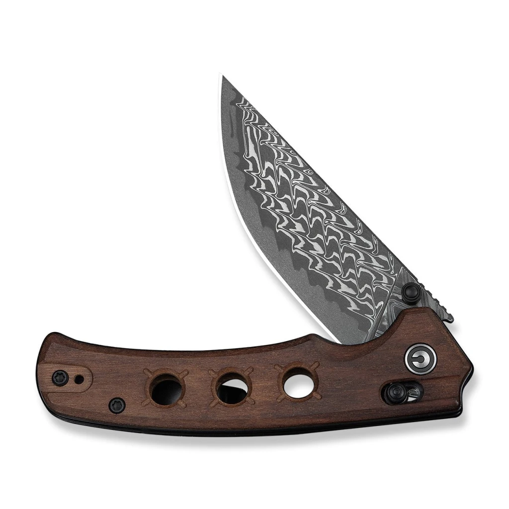 Cuțit pliabil, civivi, noctis c24020c-ds1, lamă damascus 2.98 inch, mâner lemn guibourtia, sistem crossbar lock 3