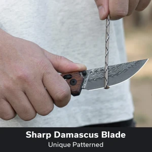 Cuțit pliabil, civivi, noctis c24020c-ds1, lamă damascus 2.98 inch, mâner lemn guibourtia, sistem crossbar lock Thumbnail 8