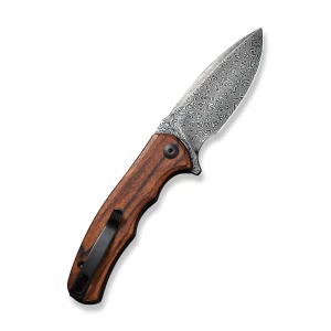 Cuțit pliabil, civivi, mini praxis c18026c-ds1, lamă damasc 2.98 inch, mâner lemn guibourtia, liner lock Thumbnail 12