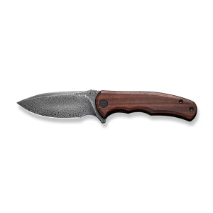 Cuțit pliabil, civivi, mini praxis c18026c-ds1, lamă damasc 2.98 inch, mâner lemn guibourtia, liner lock Thumbnail 14